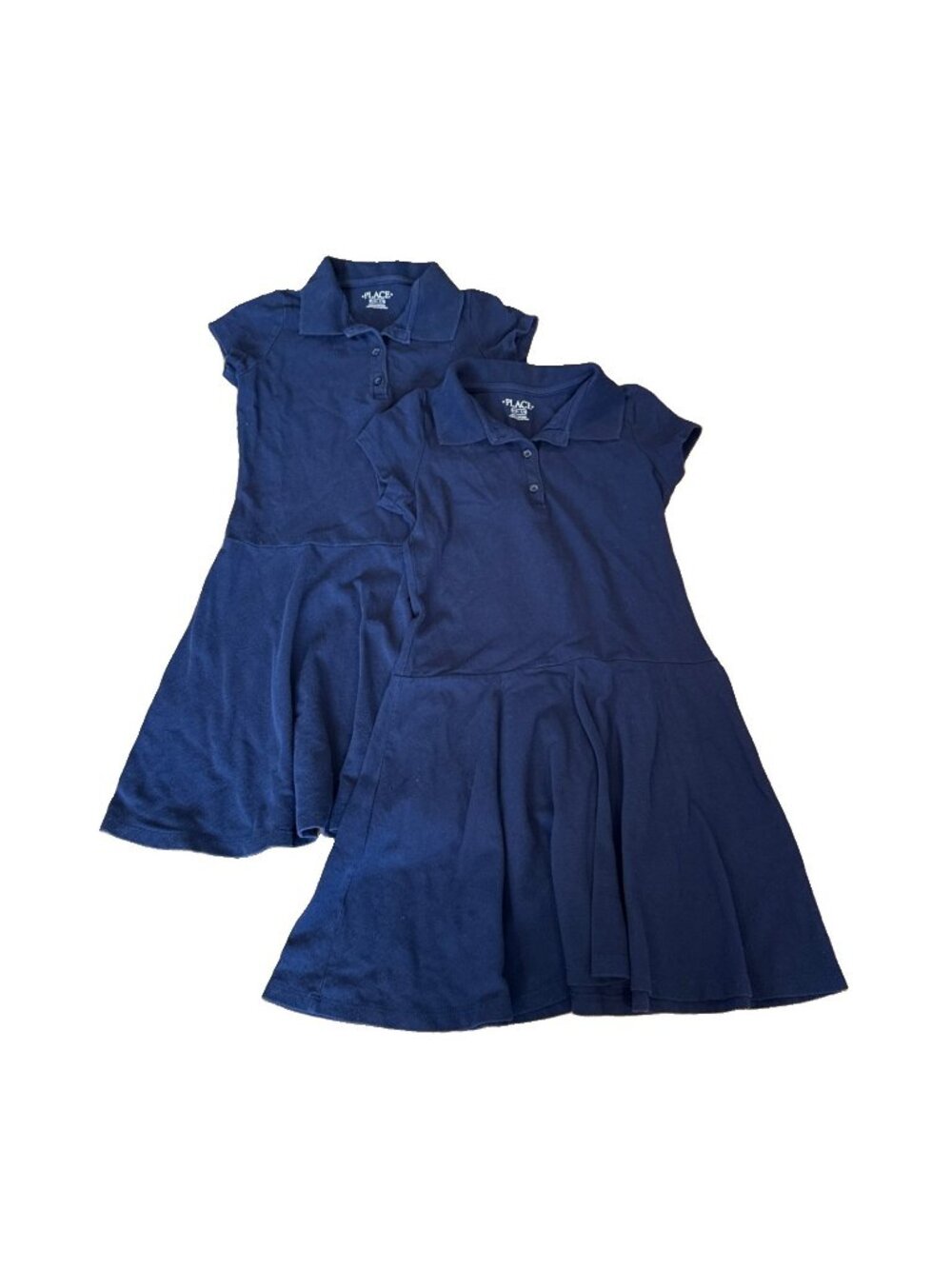 Childrens Place Uniform Dress 7/8 Blue Polo Collar Lot Of 2 Navy